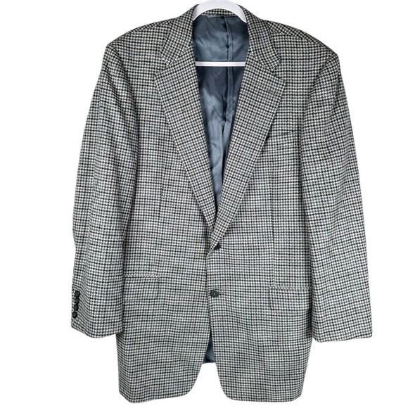 Hickey Freeman Houndstooth Wool Single Breasted Sport Coat Blazer Men’s 44L